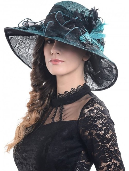 Sun Hats Kentucky Derby Church Hats for Women Dress Wedding Hat - Feather-green - C318QX5AIN7 $27.61