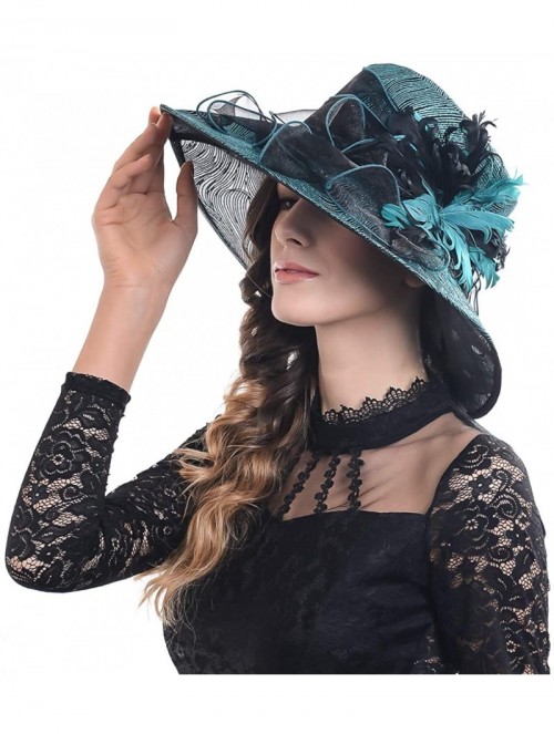 Sun Hats Kentucky Derby Church Hats for Women Dress Wedding Hat - Feather-green - C318QX5AIN7 $27.61