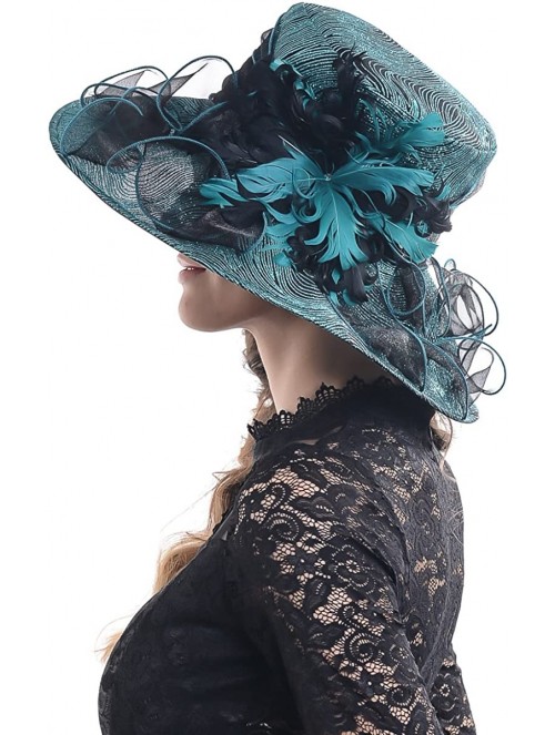 Sun Hats Kentucky Derby Church Hats for Women Dress Wedding Hat - Feather-green - C318QX5AIN7 $27.61