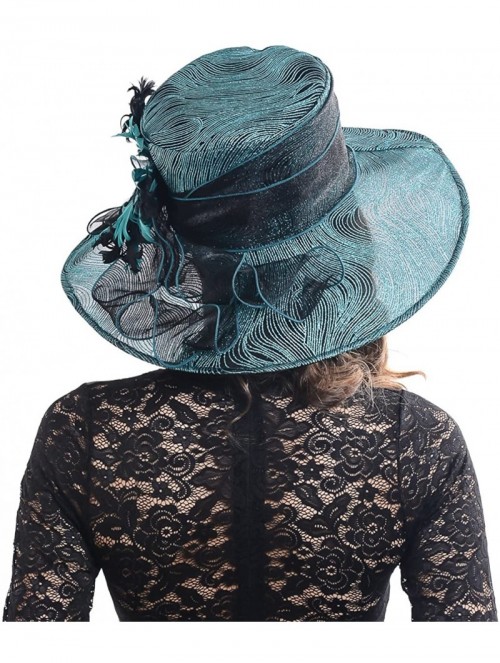 Sun Hats Kentucky Derby Church Hats for Women Dress Wedding Hat - Feather-green - C318QX5AIN7 $27.61