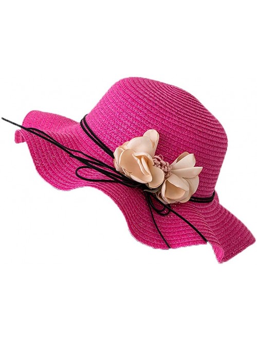 Sun Hats Women Summer Hat Cotton Linen Fisherman Cap Sunscreen Foldable Solid Color Beach Hat - Hot Pink - CM18R2K8Y3X $11.22