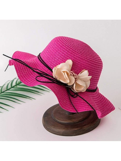 Sun Hats Women Summer Hat Cotton Linen Fisherman Cap Sunscreen Foldable Solid Color Beach Hat - Hot Pink - CM18R2K8Y3X $11.22