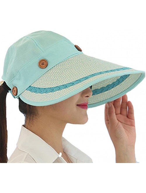 Sun Hats Women's Summer Beach Travelling Sun Hat UV Wide Brim Visor Caps - Blue - C312IKQNNND $15.45