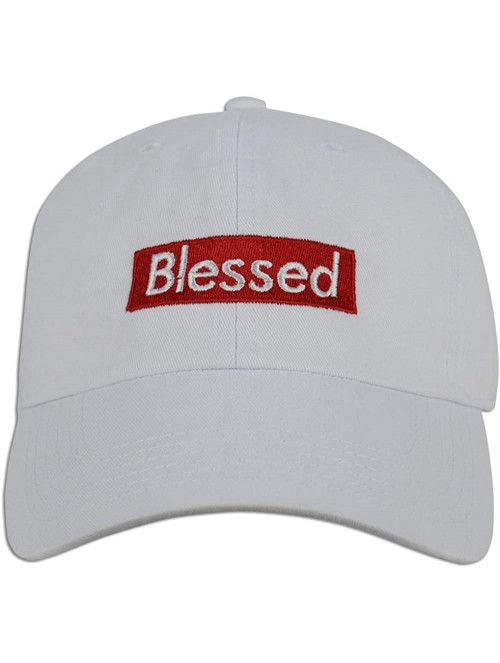 Baseball Caps Blessed Embroidered Dad Cap Hat Adjustable Polo Style Unconstructed - White - CK189332GWO $19.36