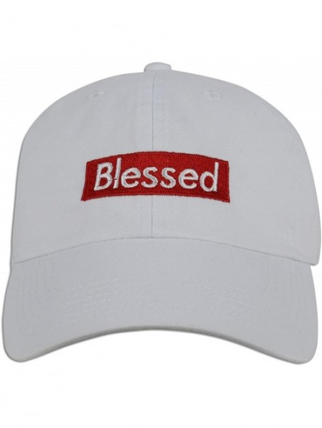 Baseball Caps Blessed Embroidered Dad Cap Hat Adjustable Polo Style Unconstructed - White - CK189332GWO $19.36