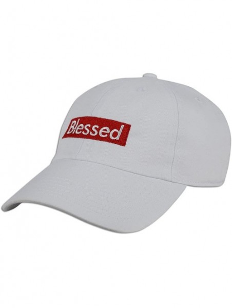 Baseball Caps Blessed Embroidered Dad Cap Hat Adjustable Polo Style Unconstructed - White - CK189332GWO $19.36