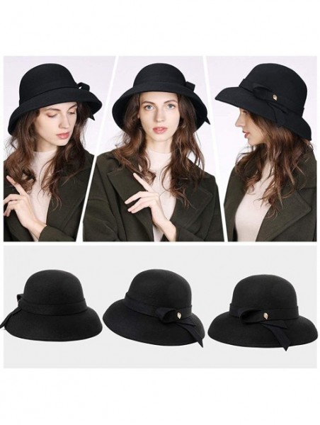 Bucket Hats Womens Winter Bucket Derby Gatsby Vintage 1920s Round Bowler Church Hat Fall 55-59cm - 00366-black - CH18YRG87ID ...