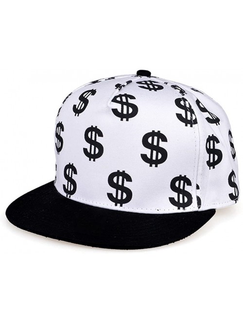Baseball Caps Black White Money Dollar Sign Symbol Pattern Snapback Cap FFH114WHT - White - CY11K0F2Y9H $20.79