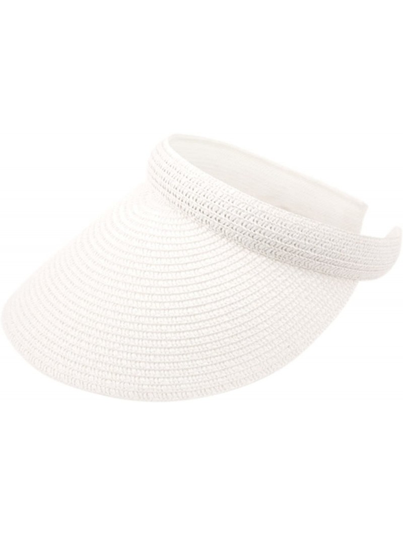 Visors Women's Sewn Braid Visor - White - C0183L4OTOC $16.40