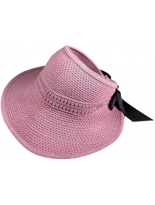 Sun Hats Ladies Women Wide Brimmed Floppy Hat Foldable Straw Flower Beach Hat - B - C718SU6E9IW $13.08