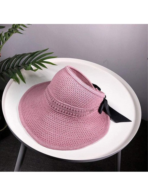 Sun Hats Ladies Women Wide Brimmed Floppy Hat Foldable Straw Flower Beach Hat - B - C718SU6E9IW $13.08