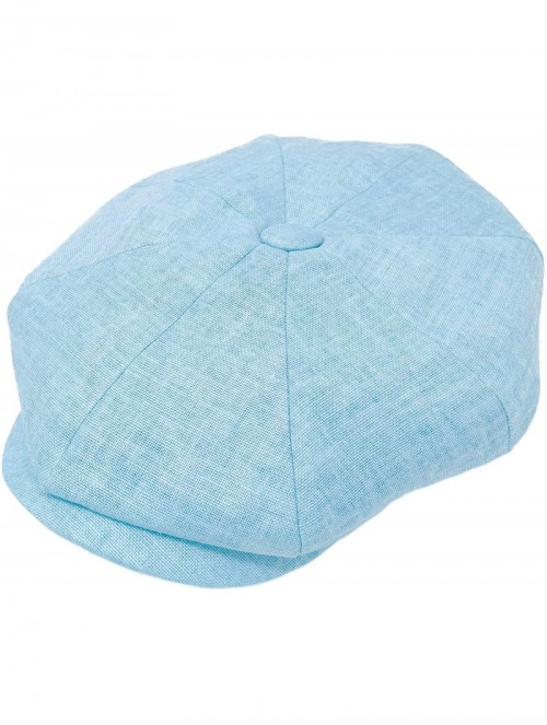 Newsboy Caps Men's 100% Linen Snap Front Newsboy Drivers Cabbie Gatsby Apple Cap Hat - Solid Sky Blue - CP1962S0XX4 $26.26