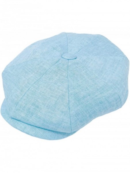 Newsboy Caps Men's 100% Linen Snap Front Newsboy Drivers Cabbie Gatsby Apple Cap Hat - Solid Sky Blue - CP1962S0XX4 $26.26