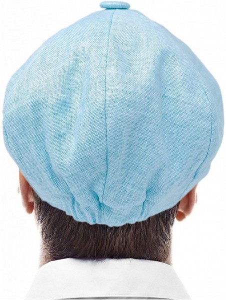 Newsboy Caps Men's 100% Linen Snap Front Newsboy Drivers Cabbie Gatsby Apple Cap Hat - Solid Sky Blue - CP1962S0XX4 $26.26