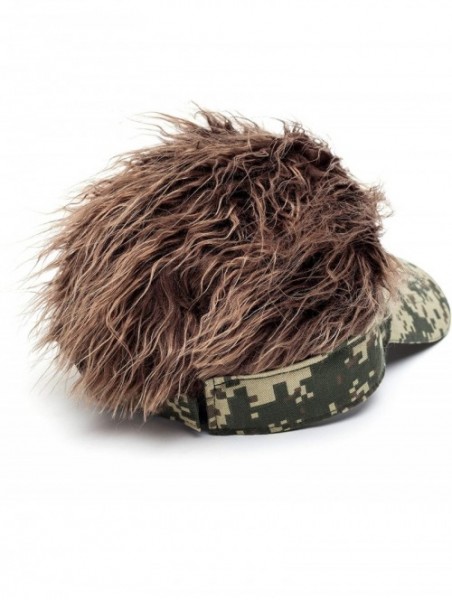 Visors Flair Hair Visor Sun Cap Wig Peaked Adjustable Baseball Hat with Spiked Hairs - camouflage brown1 - CF18LTSH6EC $18.57