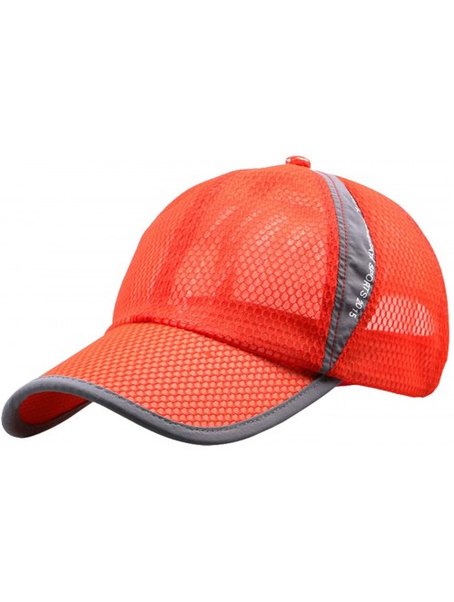 Baseball Caps Unisex Mesh Tennis Cap Outdoor Anti-UV Quick Dry Adjustable Running Baseball Hat - Orange - CH18RXAQ6Q8 $12.70