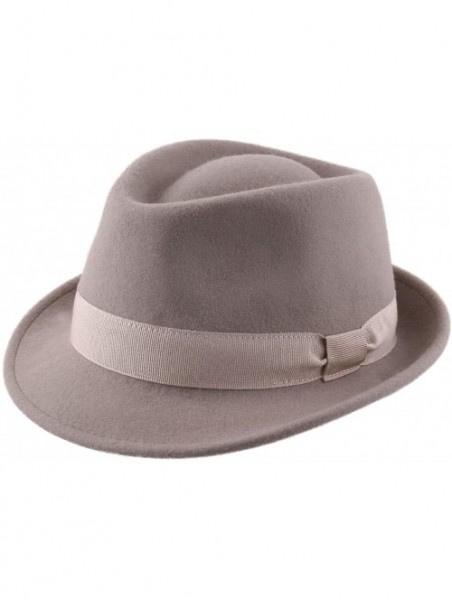 Fedoras Classic Trilby Pliable Wool Felt Trilby Hat Packable Water Repellent - Beige - C31880C20O5 $49.66