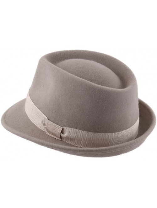 Fedoras Classic Trilby Pliable Wool Felt Trilby Hat Packable Water Repellent - Beige - C31880C20O5 $49.66