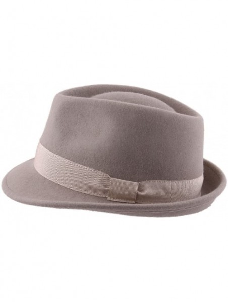 Fedoras Classic Trilby Pliable Wool Felt Trilby Hat Packable Water Repellent - Beige - C31880C20O5 $49.66