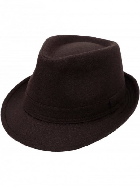 Fedoras Mens Womens Short Brim Classic Manhattan Trilby Fedora Hat - Brown - CG1804QHD55 $21.18