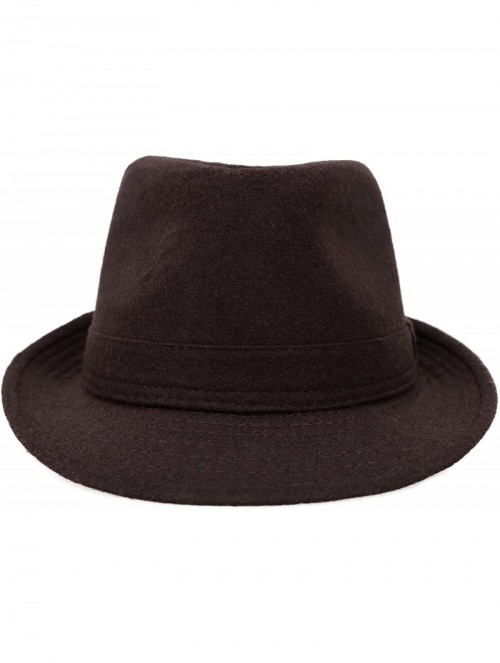 Fedoras Mens Womens Short Brim Classic Manhattan Trilby Fedora Hat - Brown - CG1804QHD55 $21.18