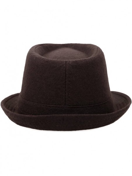 Fedoras Mens Womens Short Brim Classic Manhattan Trilby Fedora Hat - Brown - CG1804QHD55 $21.18