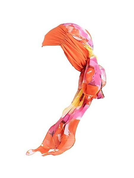 Skullies & Beanies Chemo Headwear Turbans for Hair Loss Women Scarf Headwraps Cancer Hats - Orange - CT18QK97YX7 $17.90