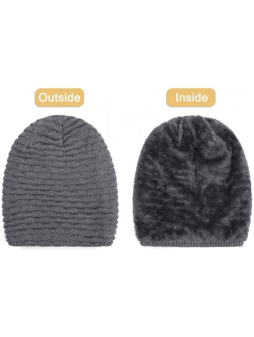 Skullies & Beanies Winter Warm Knit Beanie Hats Slouchy Thick Fleece Cozy Skull Cap Unisex - Grey - C718KCXUHW6 $12.32