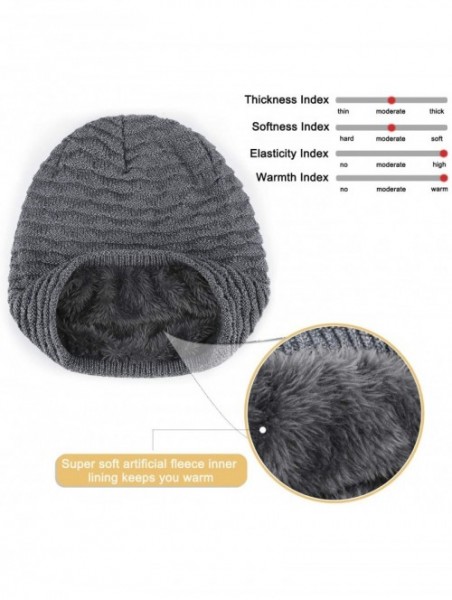 Skullies & Beanies Winter Warm Knit Beanie Hats Slouchy Thick Fleece Cozy Skull Cap Unisex - Grey - C718KCXUHW6 $12.32