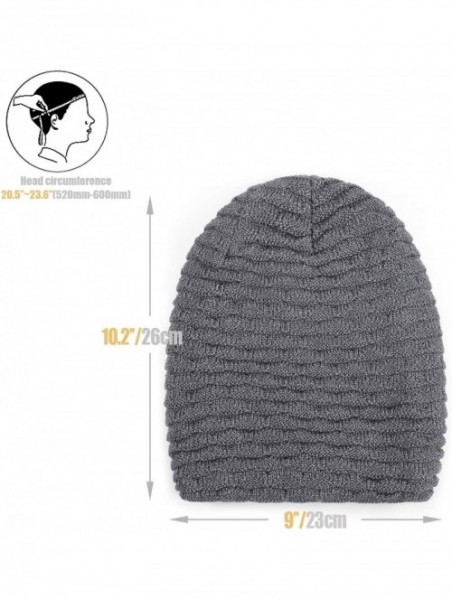 Skullies & Beanies Winter Warm Knit Beanie Hats Slouchy Thick Fleece Cozy Skull Cap Unisex - Grey - C718KCXUHW6 $12.32