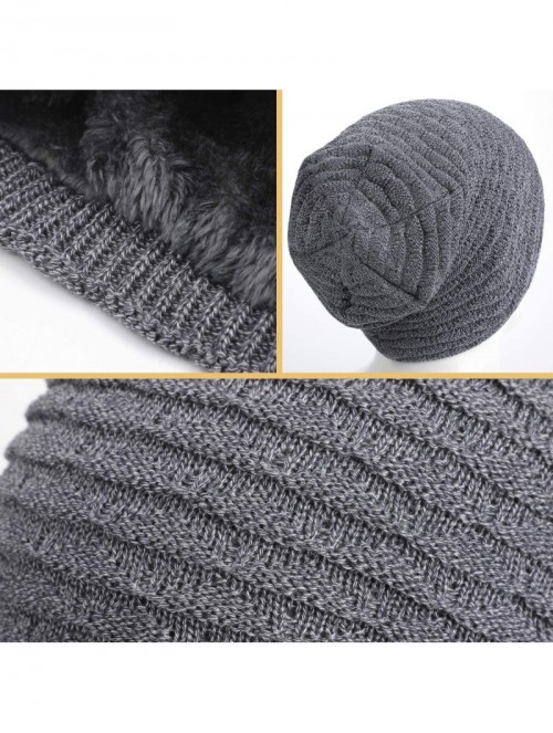 Skullies & Beanies Winter Warm Knit Beanie Hats Slouchy Thick Fleece Cozy Skull Cap Unisex - Grey - C718KCXUHW6 $12.32