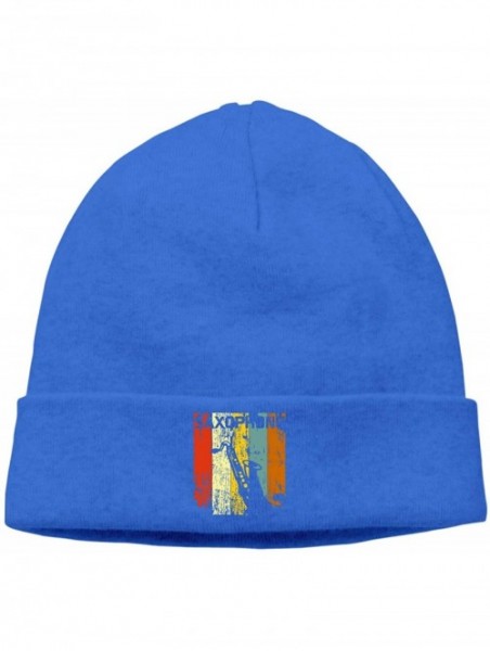 Skullies & Beanies Fashion Woolen Cap for Unisex- Vintage Retro Saxophone Stocking Cap - Blue - CP18KZXGYRK $18.90