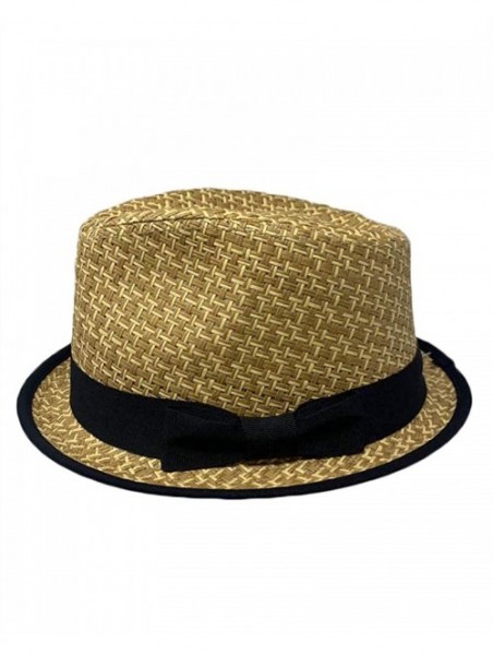 Fedoras Men Women Unisex Cool Summer Straw Upbrim Roll Up Fedora Hat Cap - Ht5474brown(s/M) - CN18WLRH950 $16.34