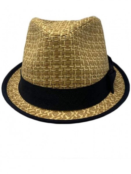 Fedoras Men Women Unisex Cool Summer Straw Upbrim Roll Up Fedora Hat Cap - Ht5474brown(s/M) - CN18WLRH950 $16.34