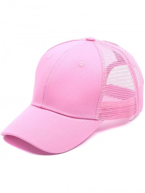 Baseball Caps Ponycap Messy High Bun Ponytail Baseball Hat Unisex Adjustable Glitter Trucker Hat - Pink - C318EEIGDDH $15.13