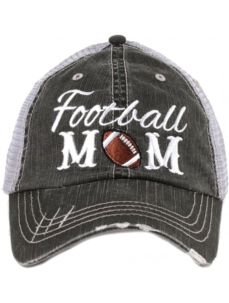 Baseball Caps Football Mom Women's Trucker Hat Gray - CZ123PUZZZN $18.16