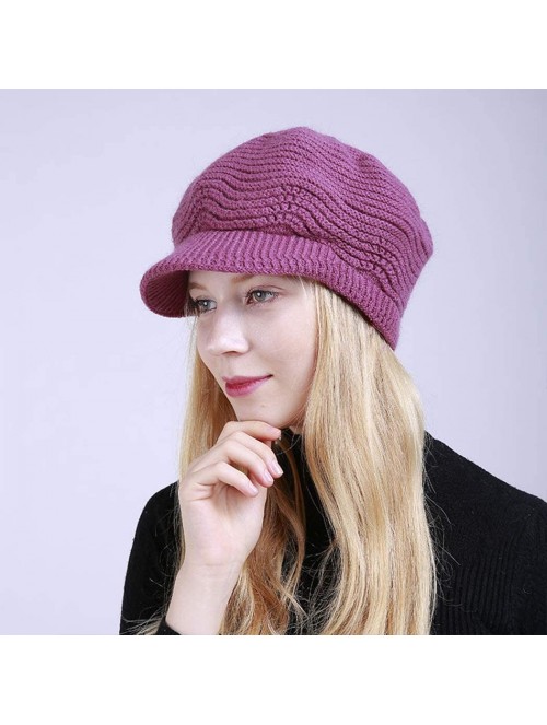 Skullies & Beanies Women's Winter Knit Beanie Warm Slouchy Cable Skull Hat with Visor - Rose - C418LN7SC9Y $26.65