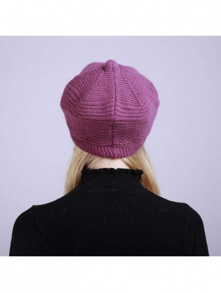 Skullies & Beanies Women's Winter Knit Beanie Warm Slouchy Cable Skull Hat with Visor - Rose - C418LN7SC9Y $26.65