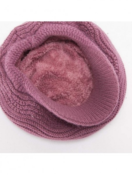 Skullies & Beanies Women's Winter Knit Beanie Warm Slouchy Cable Skull Hat with Visor - Rose - C418LN7SC9Y $26.65