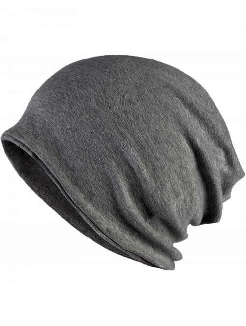 Skullies & Beanies Slouchy Women's Beanie Ponytail Hat Cotton Baggie Long Beanie Hat Skull Cap - Dark Grey - CJ192DWIWUQ $13.47