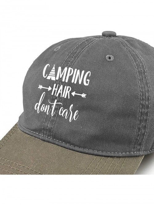 Baseball Caps Unisex Camping Hair Don't Care Vintage Adjustable Baseball Cap Denim Dad Hat - Gray and Khaki - C918HCM2ZME $14.12