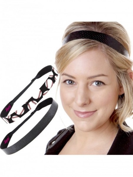 Headbands Baseball & Softball Adjustable No Slip Fast Pitch Hair Headbands for Women Girls & Teens - Black & Black Geo 2pk - ...