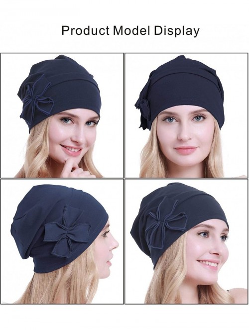 Skullies & Beanies Cotton Chemo Turbans Headwear Beanie Hat Cap for Women Cancer Patient Hairloss - Cotton Denim Blue - CB194...