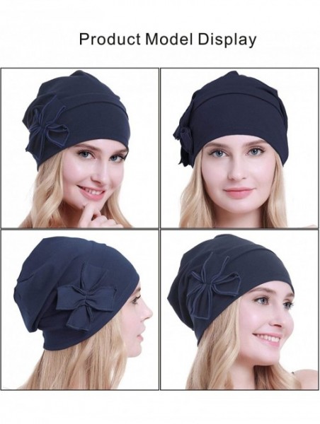 Skullies & Beanies Cotton Chemo Turbans Headwear Beanie Hat Cap for Women Cancer Patient Hairloss - Cotton Denim Blue - CB194...