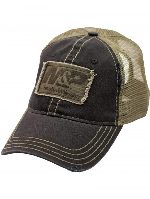 Baseball Caps M&P Oil Cloth Distressed Logo OD Green & Black Cap - CA18XL0ARTC $27.10