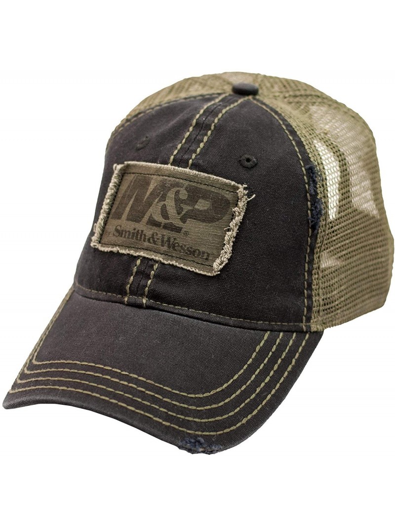 Baseball Caps M&P Oil Cloth Distressed Logo OD Green & Black Cap - CA18XL0ARTC $27.10