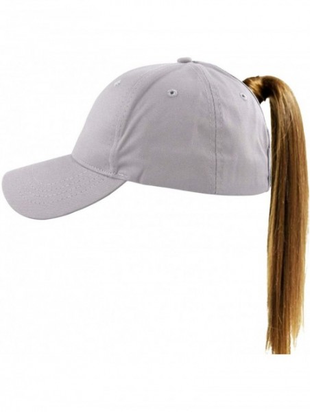 Baseball Caps Women's Ponytail Baseball Cap Messy High Bun Adjustable Plain Trucker Dad Hat - Cotton-grey - CF18NM4OTIX $15.35