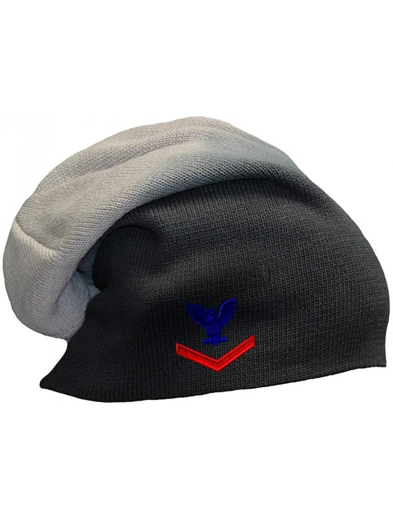 Skullies & Beanies Custom Slouchy Beanie 3Rd Class Petty Officer Embroidery Acrylic - Black Grey - CG18A58KZ6T $17.99