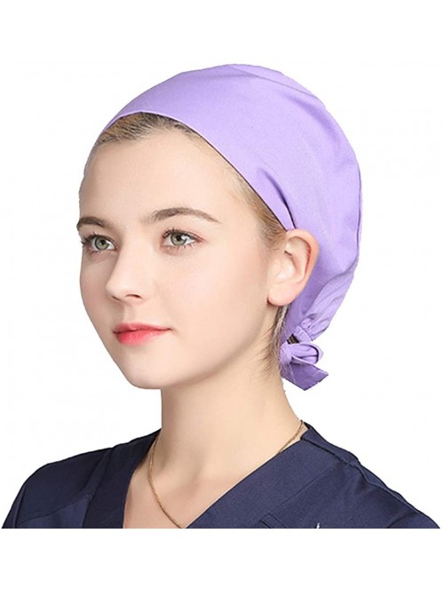 Newsboy Caps Women's Anti Dust Working Cap Adjustable Cotton Cap with Sweatband for Women and Men - Purple - CT18MH3IL5X $16.64