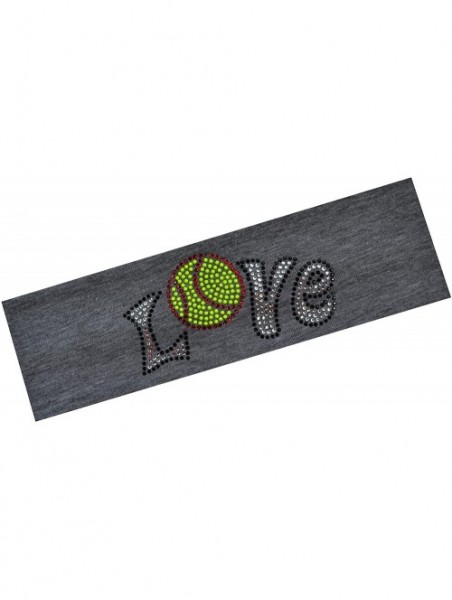 Headbands Softball Team Gift Love Softball Rhinestone Cotton Stretch Headband for Girls Teens and Adults - Dark Gray - CQ11TL...